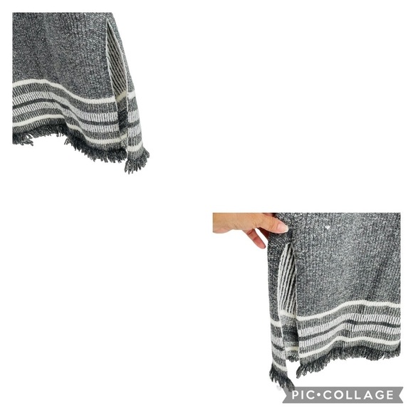 Anthropologie SaturdaySunday Portland Collar Gray Sweater/Cardigan w/Fringe - Picture 9 of 14